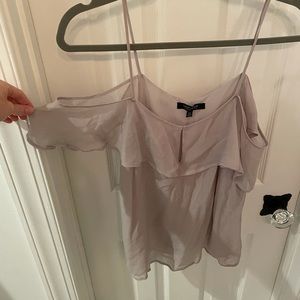 Lucky brand Off shoulder light grey blouse